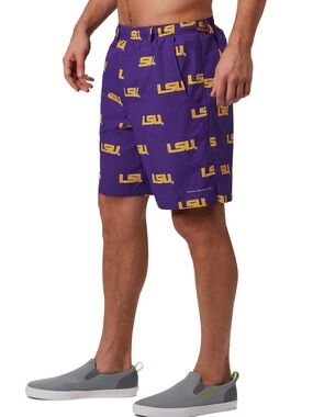 NWT LSU Tigers Men’s Columbia Backcast III Swim Trunks 6” Hybrid Shorts~Med~$50